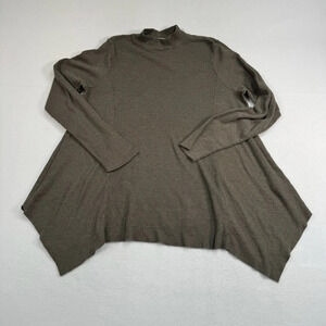 T.La Sweater Womens Size Medium Taupe Shark Bite Long Sleeve